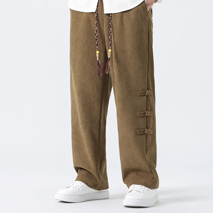 Pantalones rectos de pana con cordón y bolsillos para hombre, con Buddha Stones - image 2