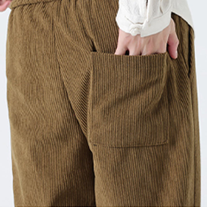 Pantalones rectos de pana con cordón y bolsillos para hombre, con Buddha Stones - image 9