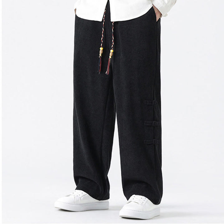 Pantalones rectos de pana con cordón y bolsillos para hombre, con Buddha Stones - image 13