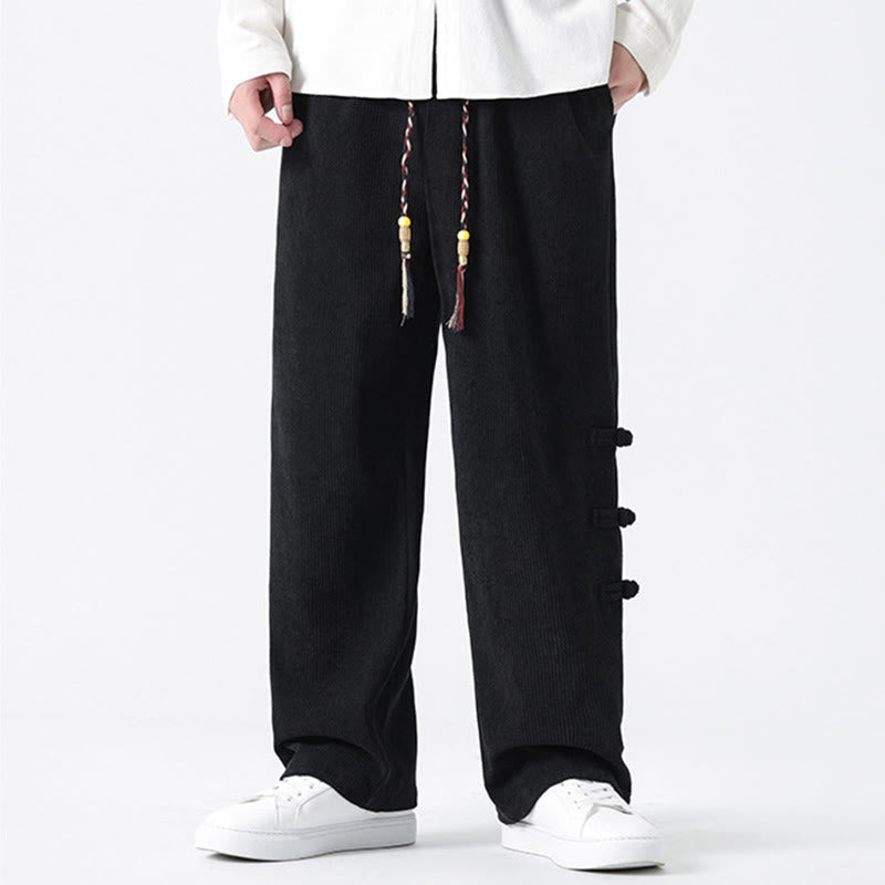 Pantalones rectos de pana con cordón y bolsillos para hombre, con Buddha Stones - image 21