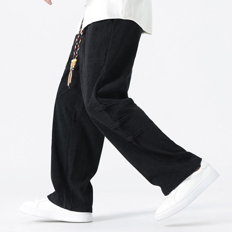 Pantalones rectos de pana con cordón y bolsillos para hombre, con Buddha Stones - image 17