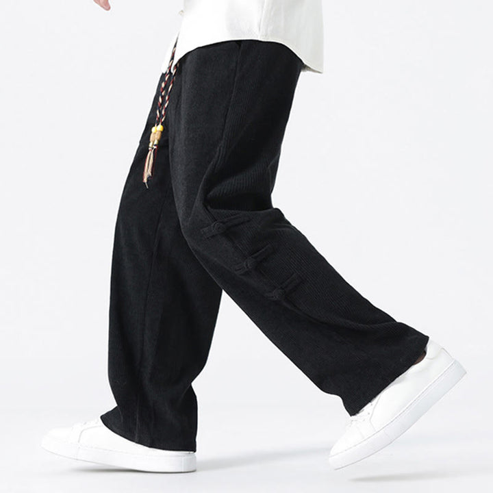 Pantalones rectos de pana con cordón y bolsillos para hombre, con Buddha Stones - image 17