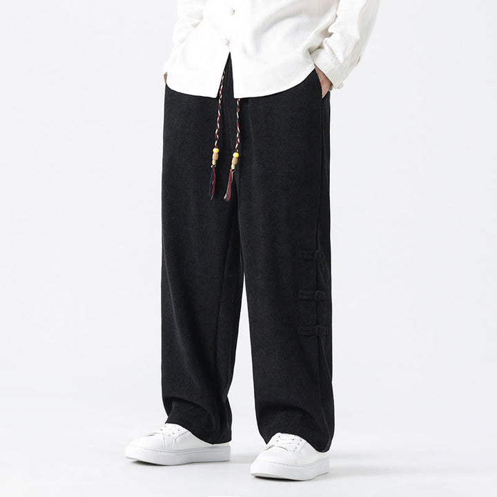 Pantalones rectos de pana con cordón y bolsillos para hombre, con Buddha Stones - image 22