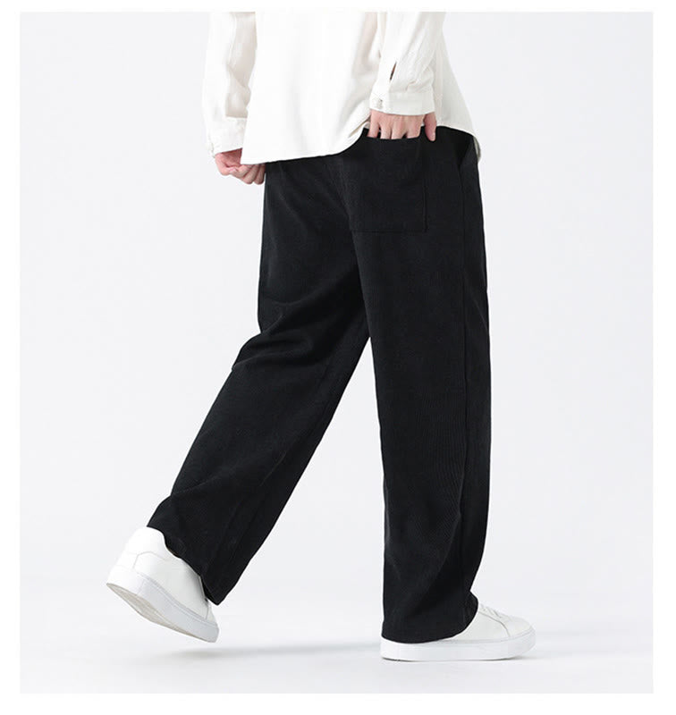 Pantalones rectos de pana con cordón y bolsillos para hombre, con Buddha Stones - image 15