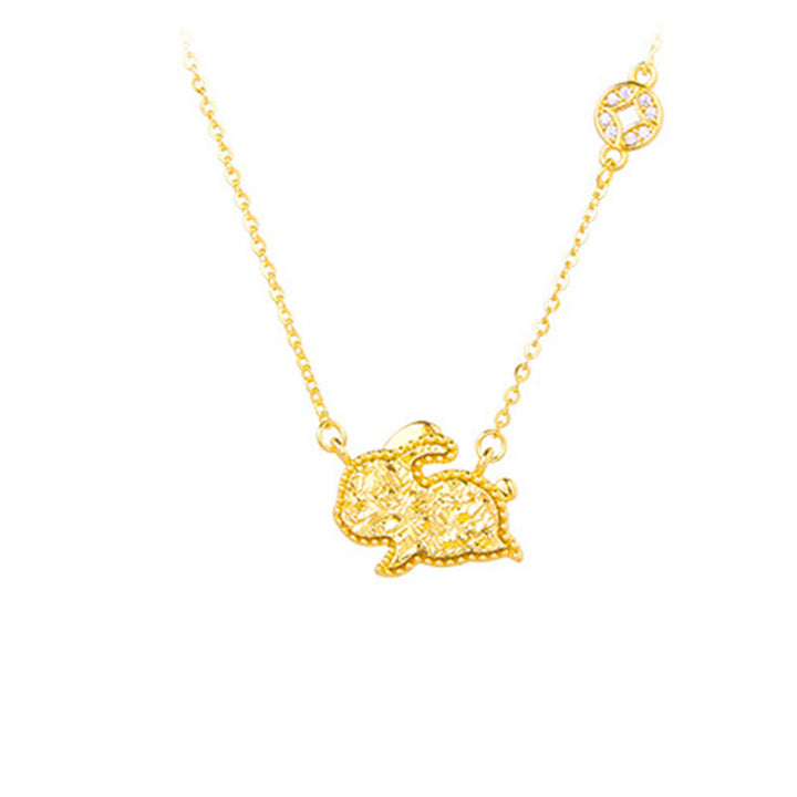 Collar con colgante de cadena con diseño de moneda de plata de ley 925 con Buddha Stones, año del Caballo, zodiaco chino - Conejo - Plata (Bendición ♥ Protección) - image 17