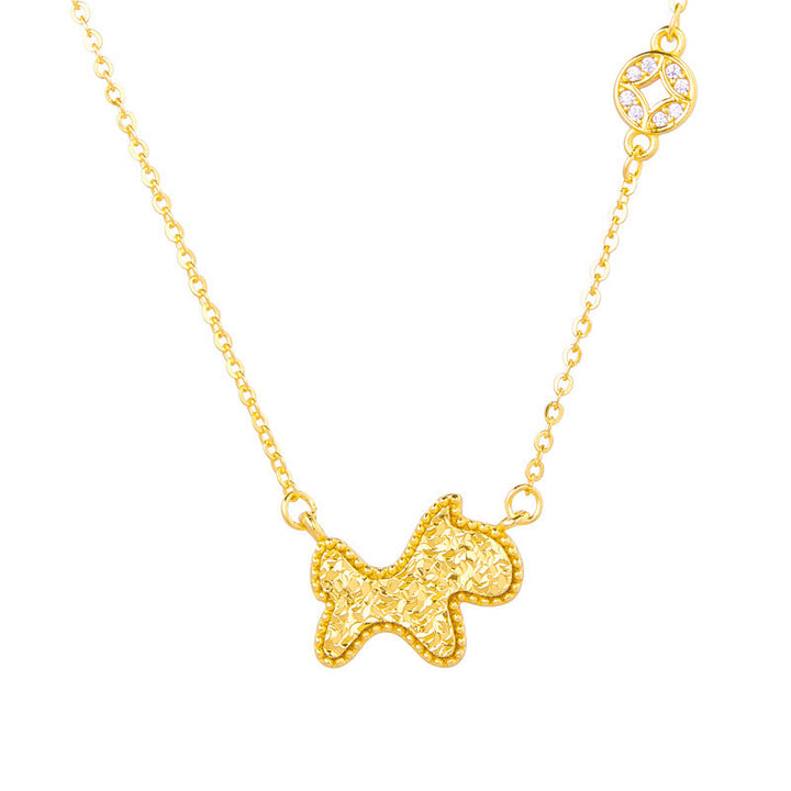 Collar con colgante de cadena con diseño de moneda de plata de ley 925 con Buddha Stones, año del Caballo, zodiaco chino - image 2