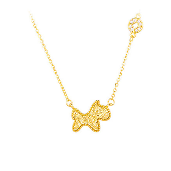 Collar con colgante de cadena con diseño de moneda de plata de ley 925 con Buddha Stones, año del Caballo, zodiaco chino - Caballo - Plata (Bendición ♥ Protección) - image 1