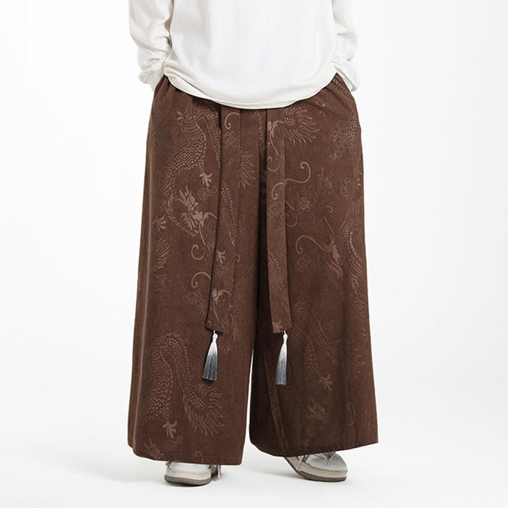Pantalones anchos de pana con diseño de Buddha Stones y jacquard con cordón ajustable para hombre, con bolsillos - image 3