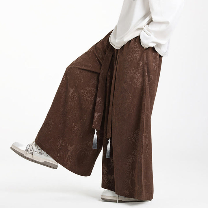 Pantalones anchos de pana con diseño de Buddha Stones y jacquard con cordón ajustable para hombre, con bolsillos - image 7