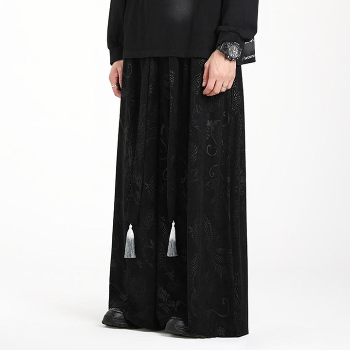 Pantalones anchos de pana con diseño de Buddha Stones y jacquard con cordón ajustable para hombre, con bolsillos - image 10