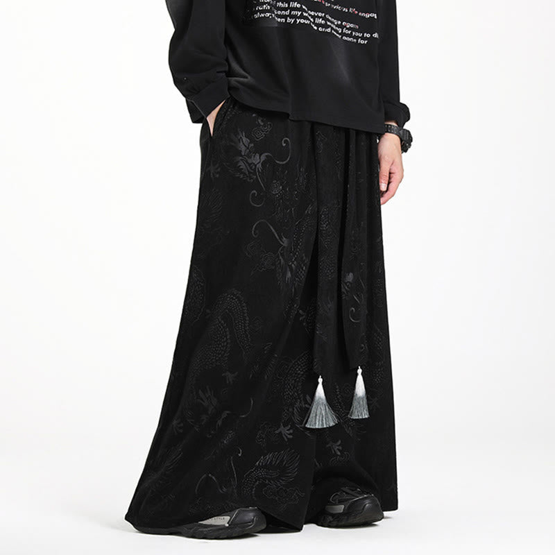 Pantalones anchos de pana con diseño de Buddha Stones y jacquard con cordón ajustable para hombre, con bolsillos - image 11