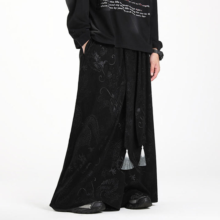 Pantalones anchos de pana con diseño de Buddha Stones y jacquard con cordón ajustable para hombre, con bolsillos - image 11