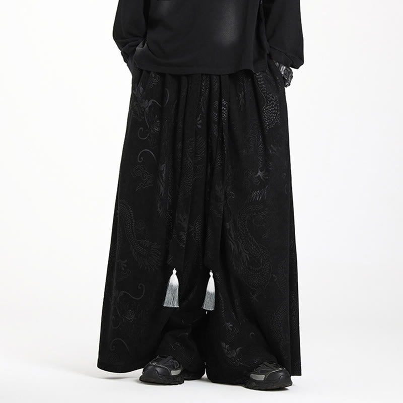 Pantalones anchos de pana con diseño de Buddha Stones y jacquard con cordón ajustable para hombre, con bolsillos - Negro - US/UK/AU46, EU56 (5XL) - image 8