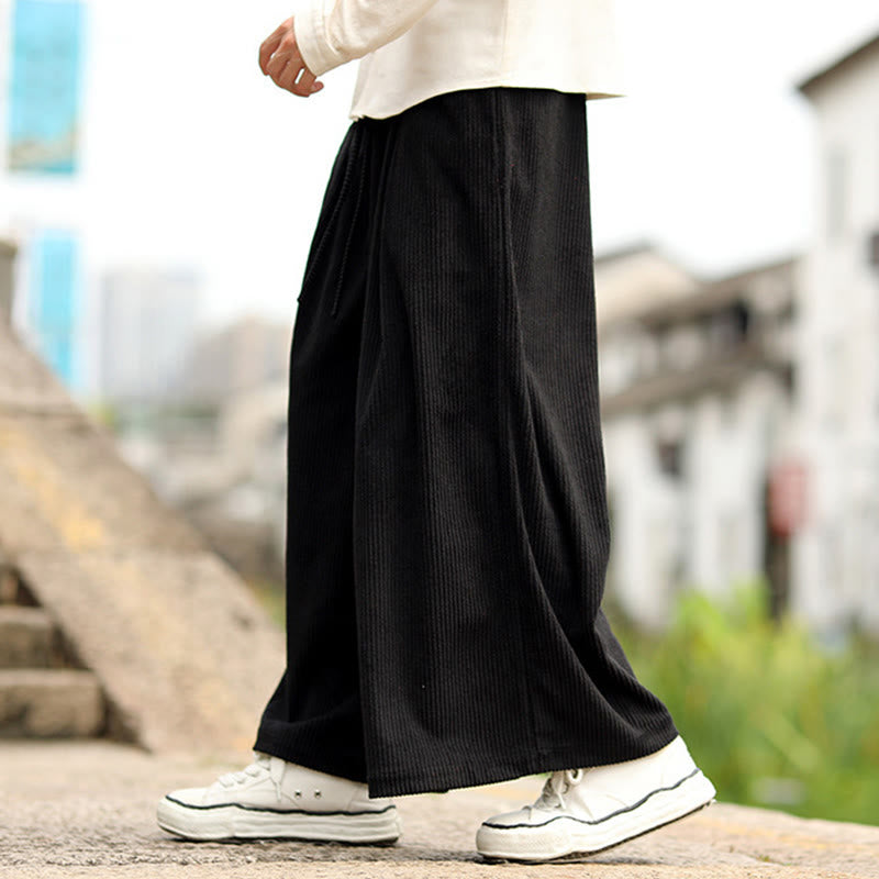 Pantalones anchos de pana con diseño de cordón y bolsillos para hombre, de color liso, con estampado de Buddha Stones. - image 10