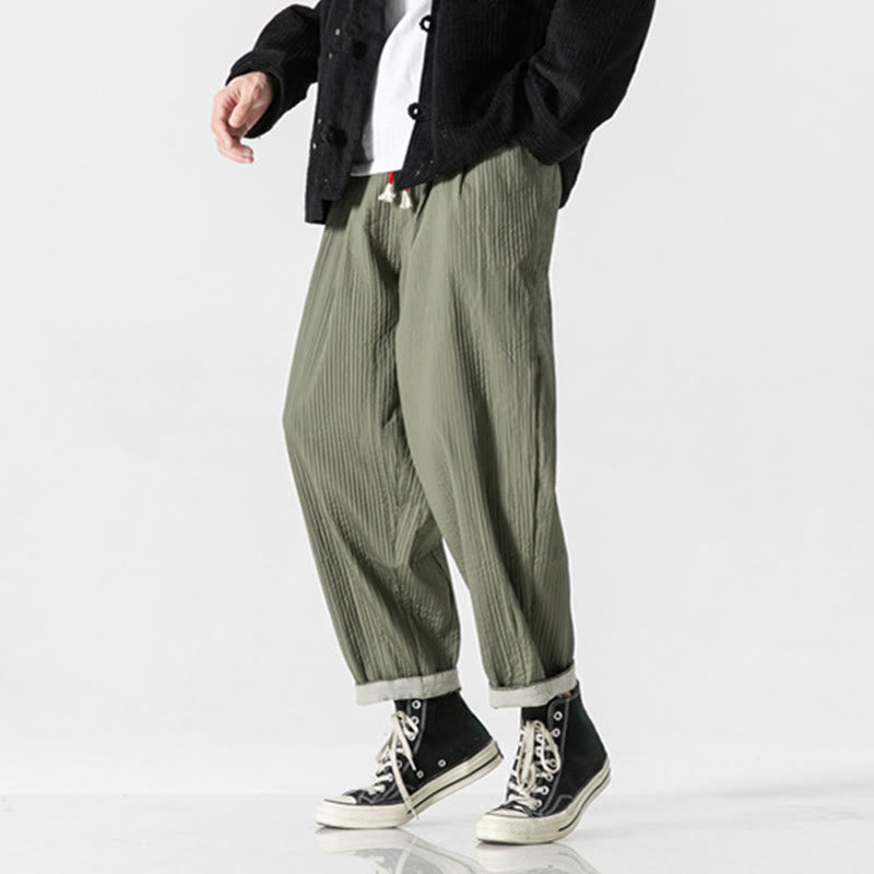 Pantalones harén con cordón ajustable de color liso para hombre, hasta el tobillo, con bolsillos y estampado de Buddha Stones Fall - image 7