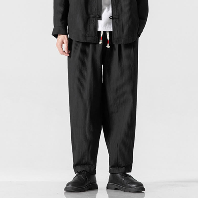 Pantalones harén con cordón ajustable de color liso para hombre, hasta el tobillo, con bolsillos y estampado de Buddha Stones Fall - Negro - US/UK/AU46, EU56 (5XL) - image 23