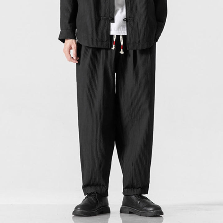 Pantalones harén con cordón ajustable de color liso para hombre, hasta el tobillo, con bolsillos y estampado de Buddha Stones Fall - Negro - US/UK/AU46, EU56 (5XL) - image 23