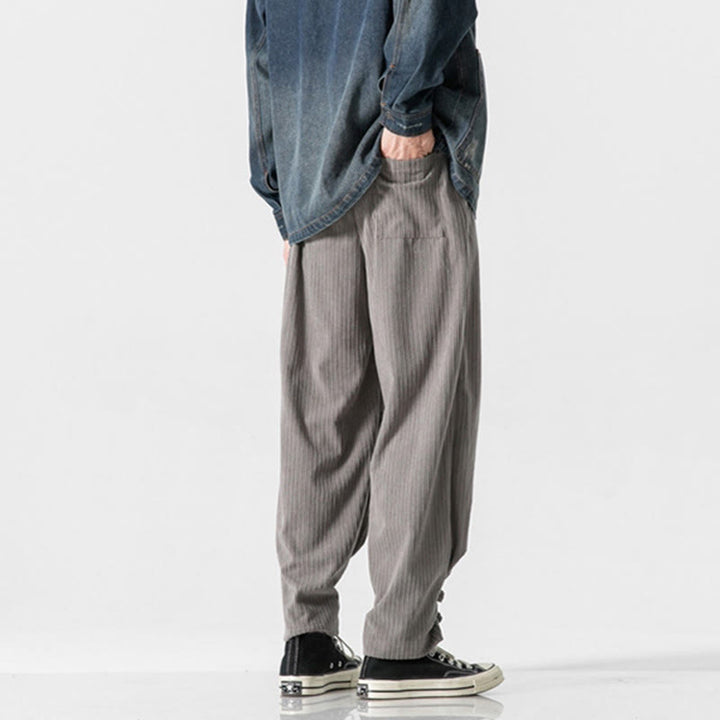 Pantalones rectos de algodón con botones y bolsillos para hombre, diseño de Buddha Stones, otoño e invierno. - image 4