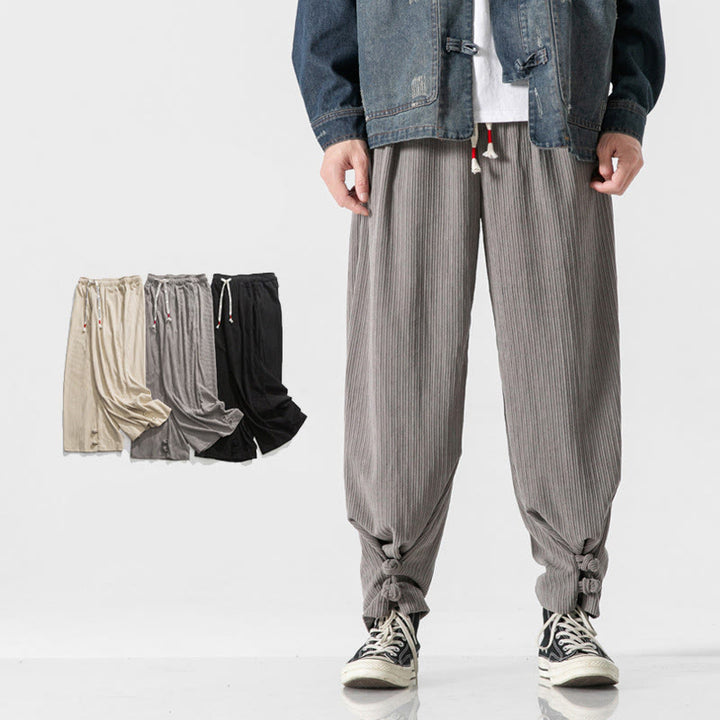 Pantalones rectos de algodón con botones y bolsillos para hombre, diseño de Buddha Stones, otoño e invierno. - Gris claro - US/UK/AU46, EU56 (5XL) - image 0