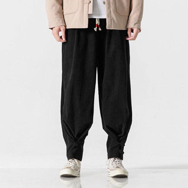 Pantalones rectos de algodón con botones y bolsillos para hombre, diseño de Buddha Stones, otoño e invierno. - Negro - US/UK/AU46, EU56 (5XL) - image 23