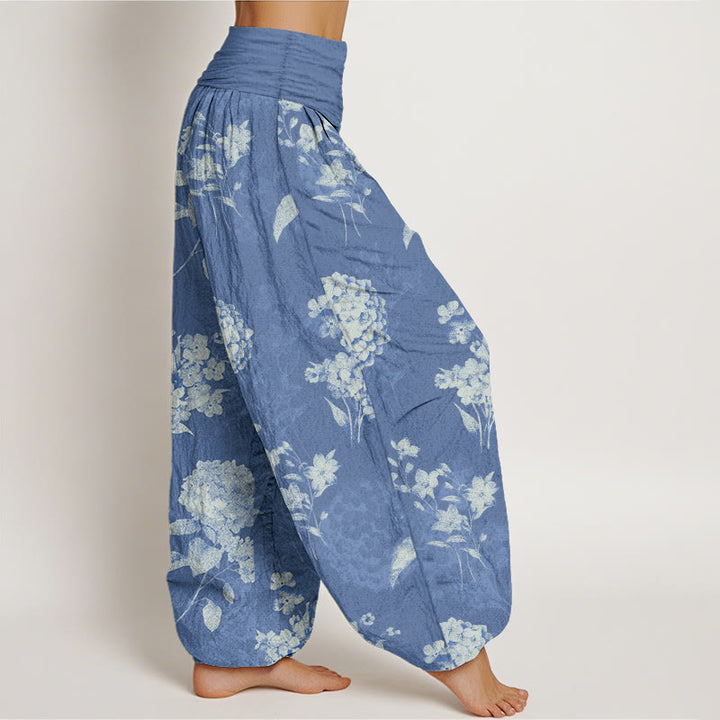 Pantalones Buddha Stones de algodón con estampado de hortensias y flores agrupadas para mujer, con cintura elástica - image 7