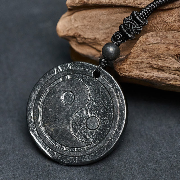 Collar con colgante de piedra de Buddha Stones auténtica y natural tallada con protección Yin Yang. - image 3