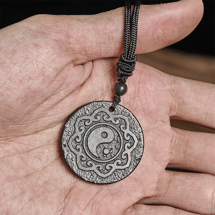 Collar con colgante de fuerza interior de piedra de shungita auténtica con símbolo de Yin Yang y Tai Chi de Buddha Stones - image 7
