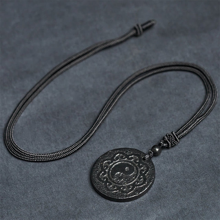 Collar con colgante de fuerza interior de piedra de shungita auténtica con símbolo de Yin Yang y Tai Chi de Buddha Stones - image 5