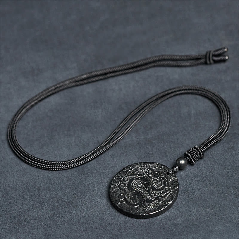 Collar con colgante de fuerza interior de piedra de shungita auténtica con diseño de dragón tallado en Buddha Stones - image 8