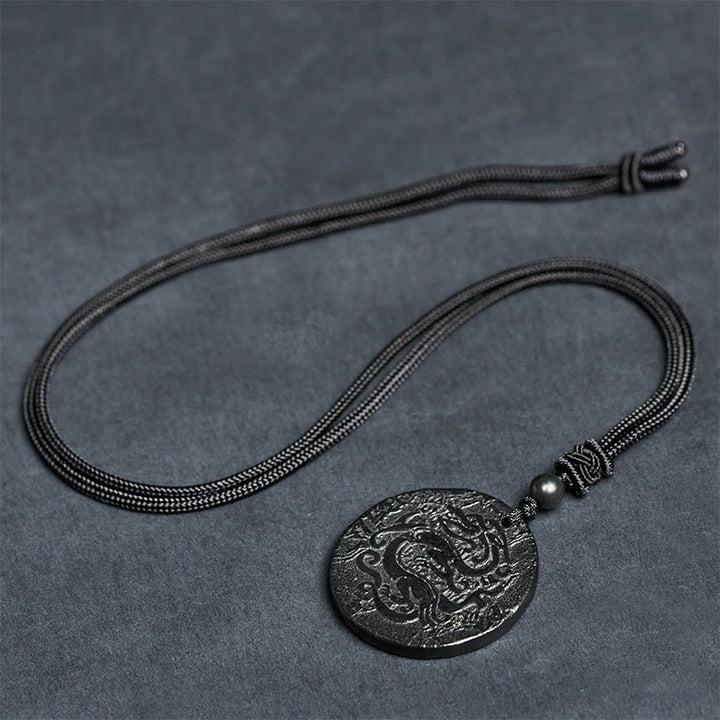 Collar con colgante de fuerza interior de piedra de shungita auténtica con diseño de dragón tallado en Buddha Stones - image 8