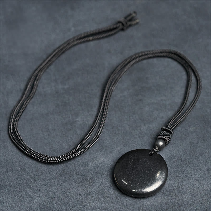 Collar con colgante de piedra de shungita auténtica, redonda y geométrica , con Buddha Stones y fuerza interior - image 8