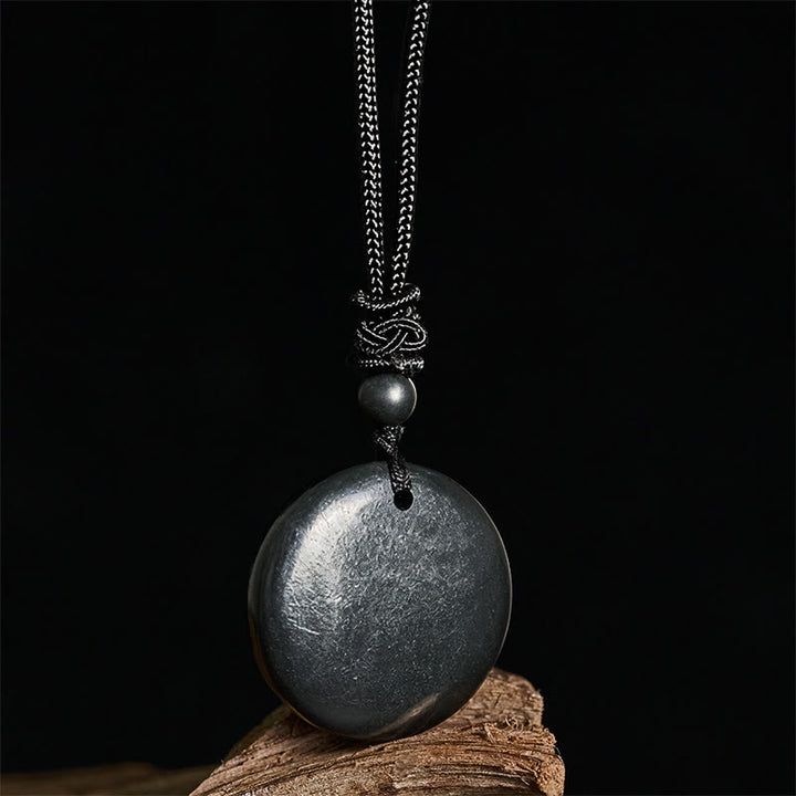 Collar con colgante de piedra de shungita auténtica, redonda y geométrica , con Buddha Stones y fuerza interior - image 6