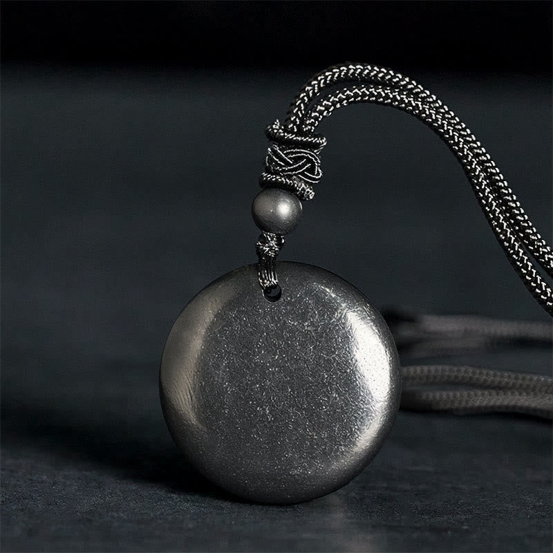 Collar con colgante de piedra de shungita auténtica, redonda y geométrica , con Buddha Stones y fuerza interior - image 1