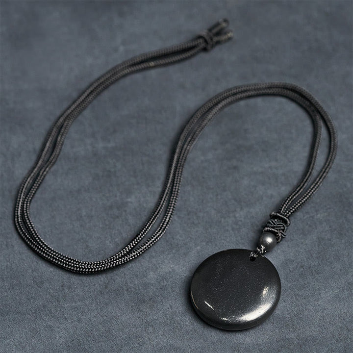 Collar con colgante de piedra de shungita auténtica, redonda y geométrica , con Buddha Stones y fuerza interior - image 8