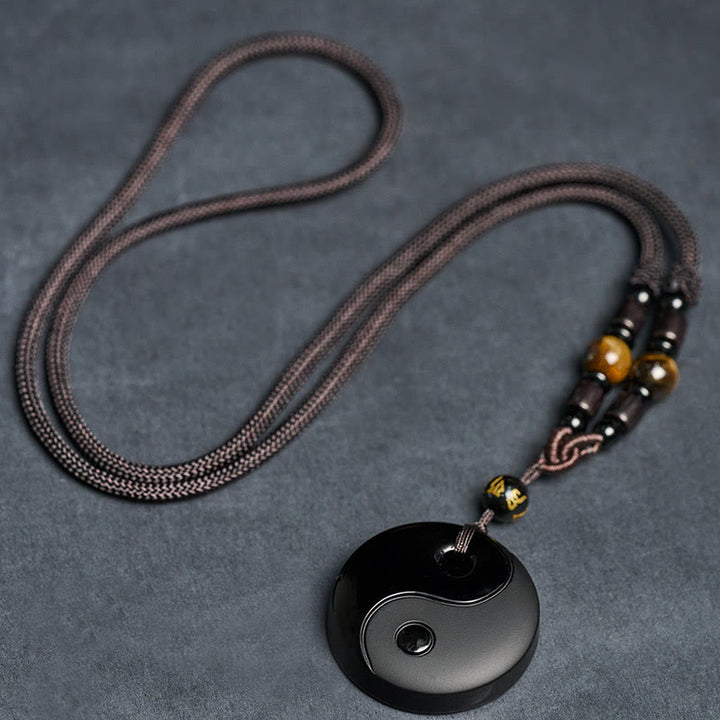 Collar con colgante de obsidiana negra con Buddha Stones, símbolo Yin Yang, Om Mani Padme Hum - image 6