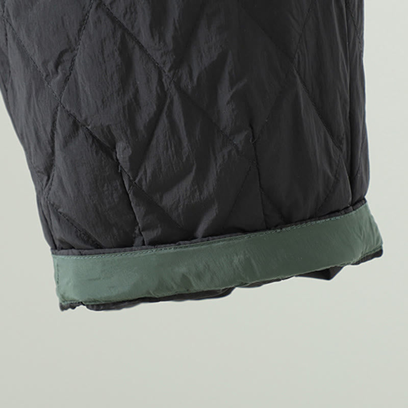 Pantalones gruesos de algodón con estampado de rombos y flores rosas de Buddha Stones para mujer con bolsillos - image 15