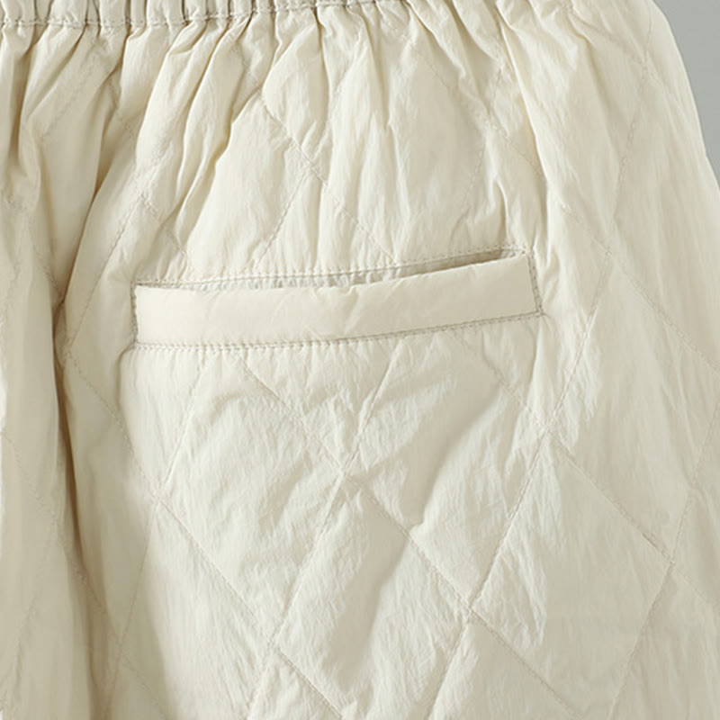 Pantalones gruesos de algodón con estampado de rombos y flores rosas de Buddha Stones para mujer con bolsillos - image 9