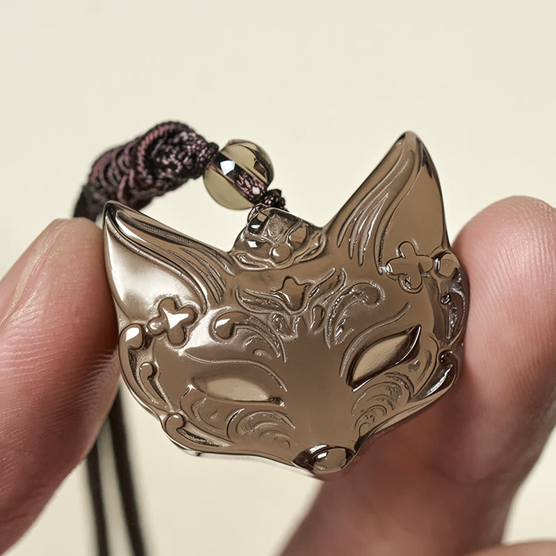 Collar con colgante de protección de obsidiana de hielo y obsidiana plateada con diseño de zorro y relieve de Buddha Stones - image 12