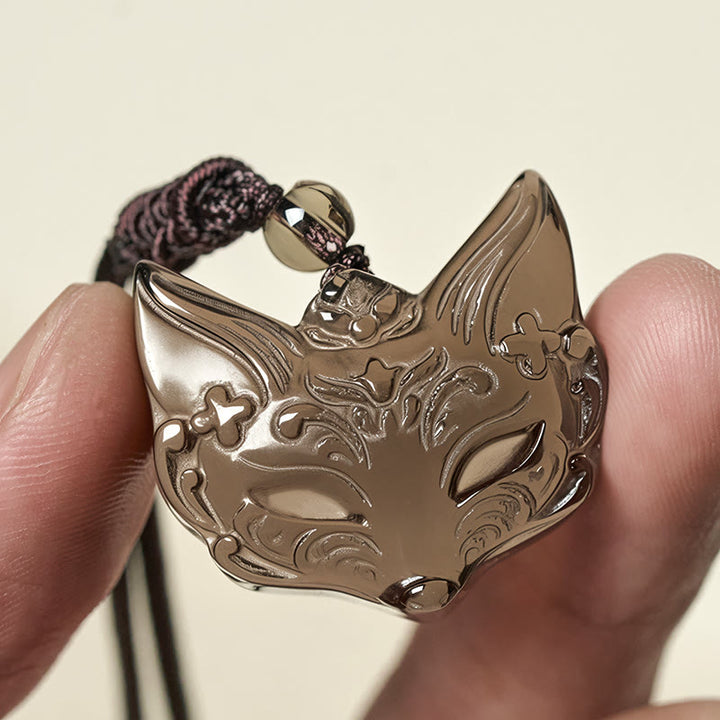 Collar con colgante de protección de obsidiana de hielo y obsidiana plateada con diseño de zorro y relieve de Buddha Stones - image 12