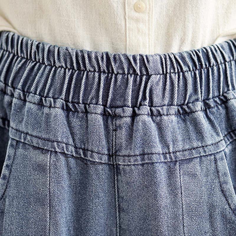 Pantalones anchos de cintura alta para mujer con diseño desgastado vintage de Buddha Stones Fall y bolsillos - image 6