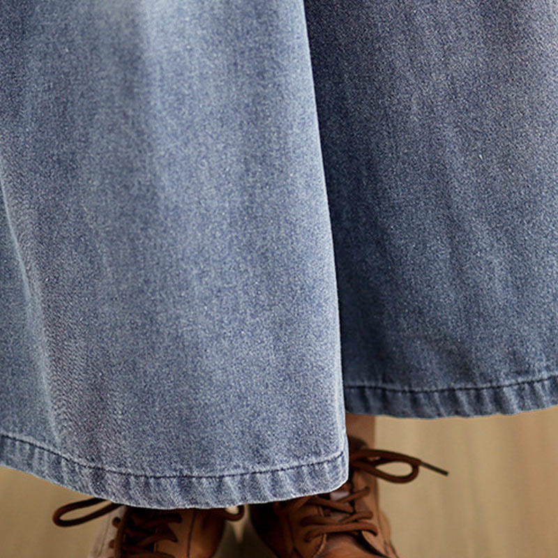 Pantalones anchos de cintura alta para mujer con diseño desgastado vintage de Buddha Stones Fall y bolsillos - image 8