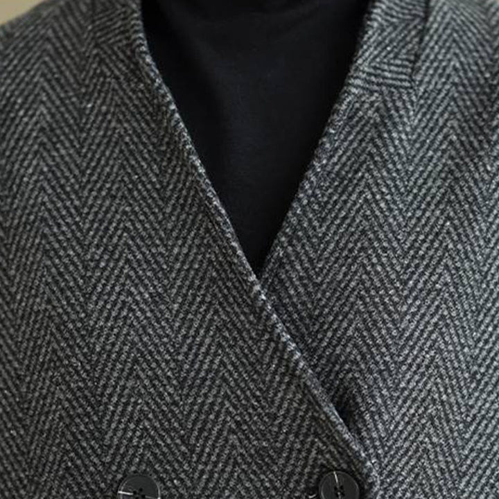 Abrigo de algodón de manga larga con cuello en V y rayas Buddha Stones para mujer con bolsillos - image 5