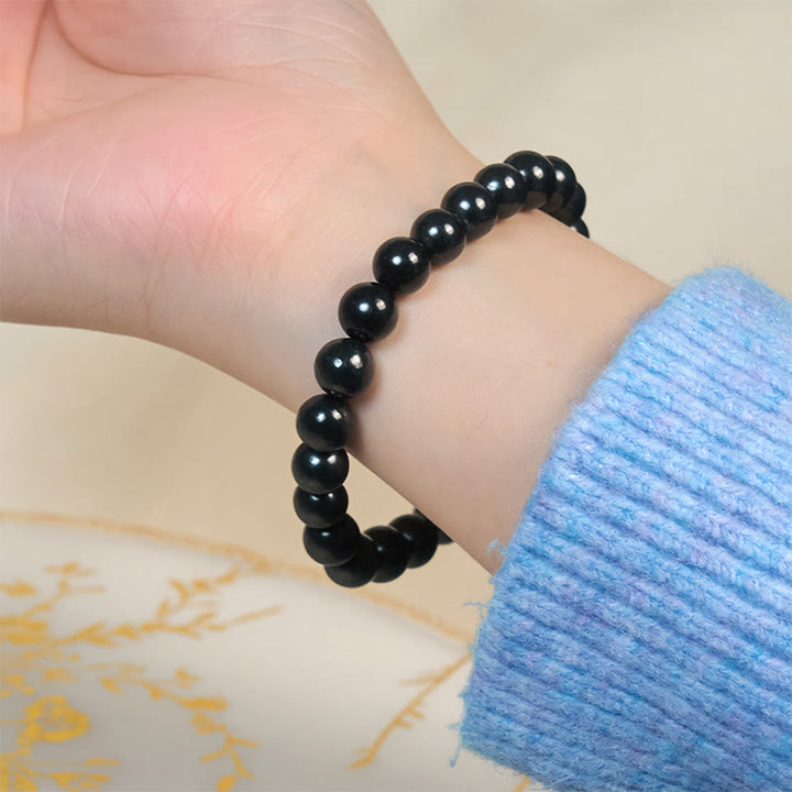 Pulsera de cuentas de shungita auténtica y redonda con Buddha Stones y fuerza interior - image 10