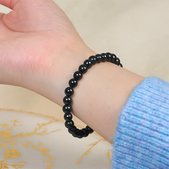 Pulsera de cuentas de shungita auténtica y redonda con Buddha Stones y fuerza interior - image 3
