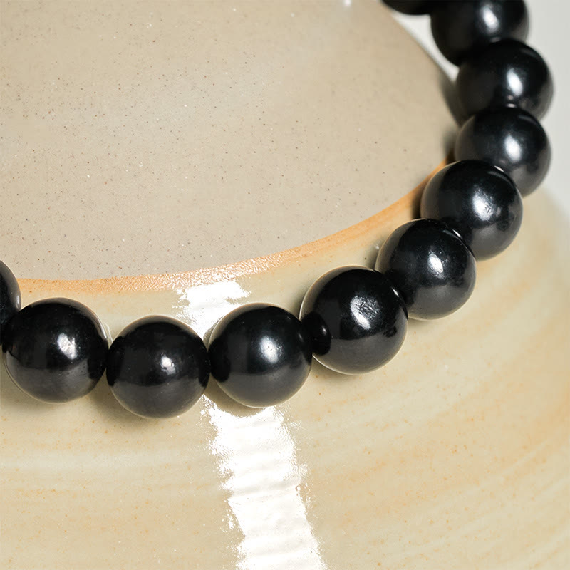 Pulsera de cuentas de shungita auténtica y redonda con Buddha Stones y fuerza interior - image 10