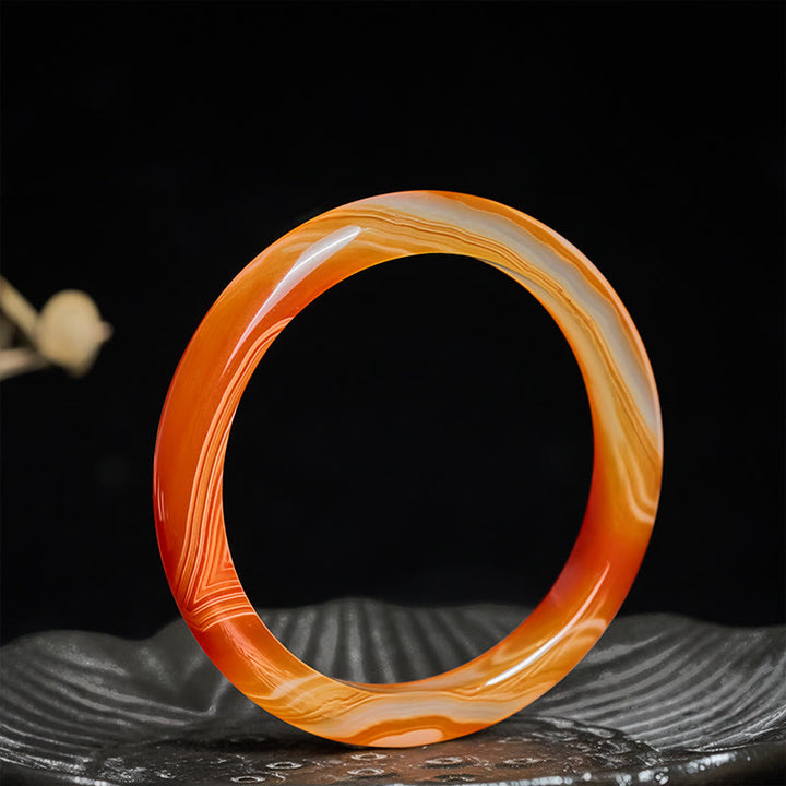 Pulsera brazalete de ágata roja con vetas de Buddha Stones - image 2