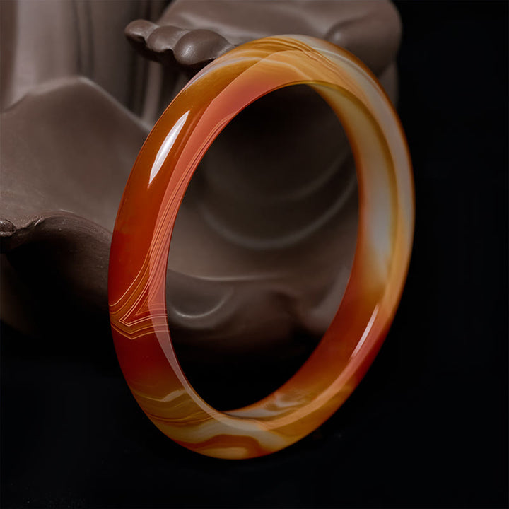 Pulsera brazalete de ágata roja con vetas de Buddha Stones - Ágata Roja (Pensamiento lógico ♥ Autoaceptación) - 61-62 mm - image 0