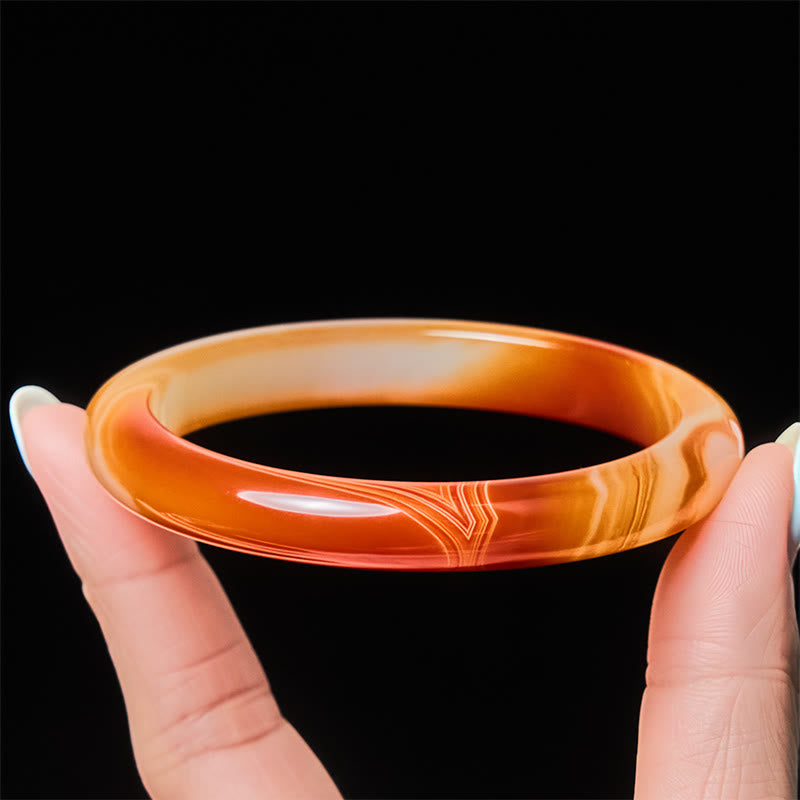 Pulsera brazalete de ágata roja con vetas de Buddha Stones - image 3