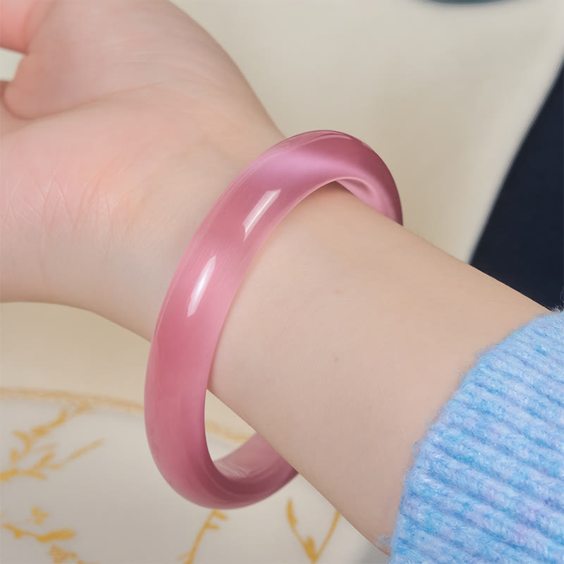 Pulsera brazalete con Buddha Stones, piedra de ojo de gato rosa, paz y amor - image 4