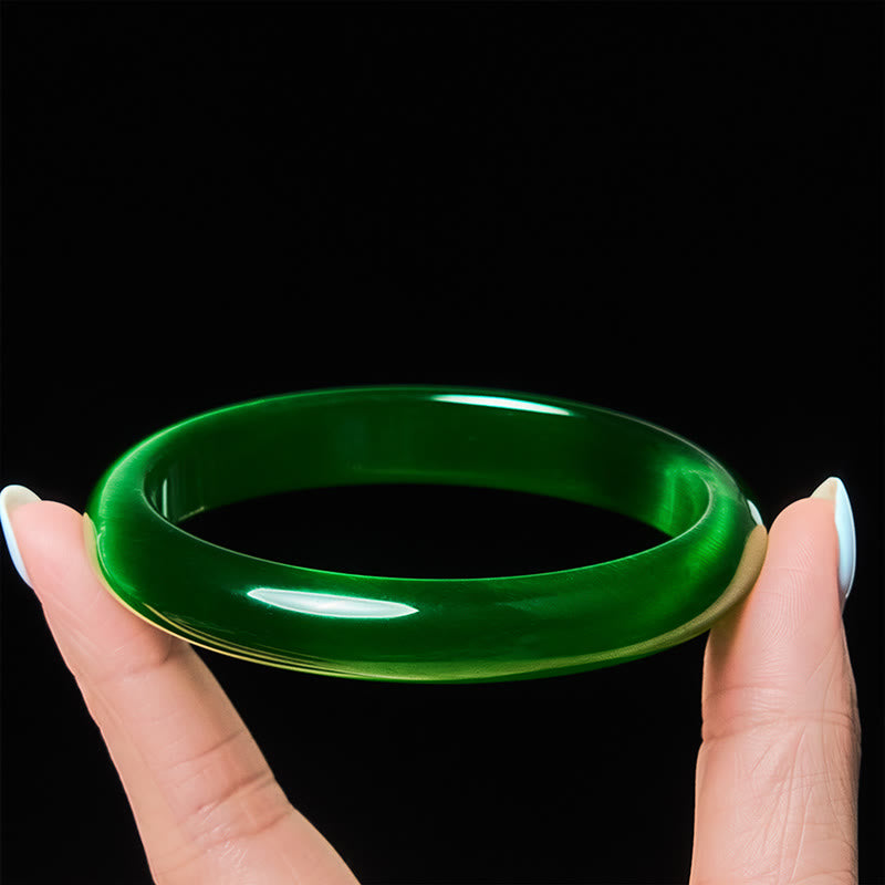 Pulsera fina con Buddha Stones y ojo de gato verde que alivia el estrés y la riqueza. - Ojo de gato verde (Confianza ♥ Riqueza) - 64 mm - image 0
